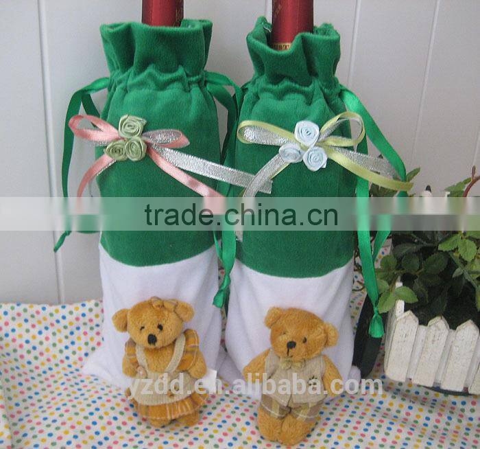 35cm High Plush Wine Bottle Cover of Christmas Item/Soft Stuffed Bear Cover for Wine