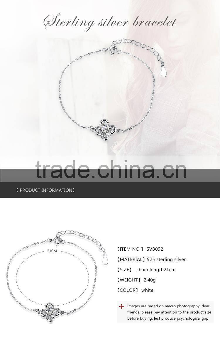 2016 latest design fancy chain bracelet made from pure silver for ladies