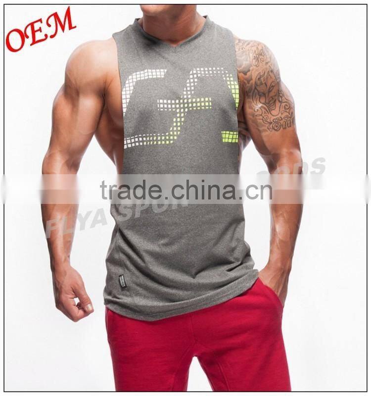 high quality 100% cotton sexy men singlets for GYM