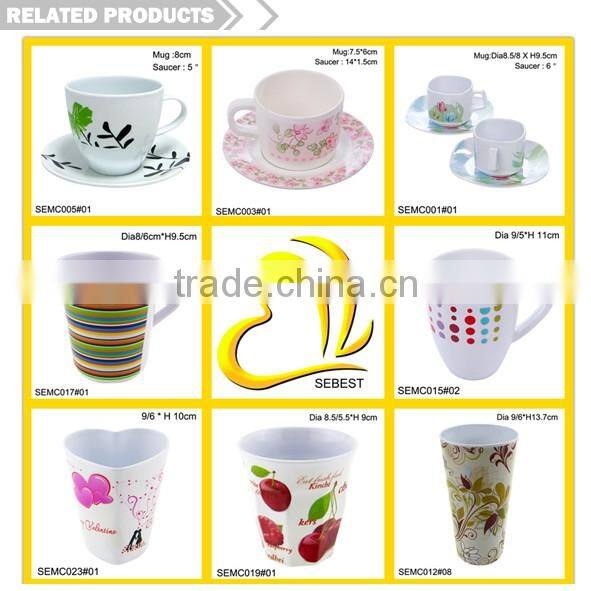novelty direct price round melamine custom printed tea cups