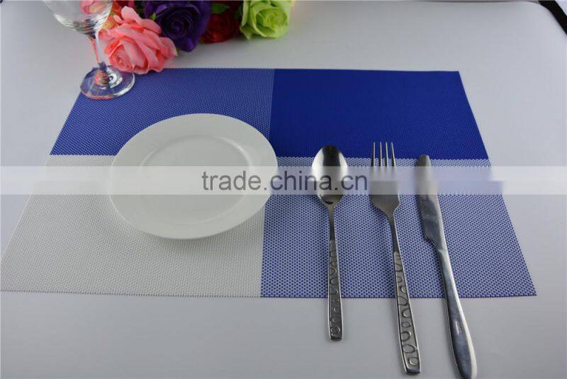 Newest PVC blue grid Placemat fashion pvc dining tab0le mat disc pads bowl plates coasters waterproof table cloth pad