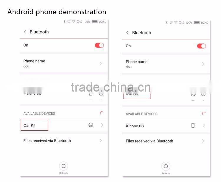 Free sample Wholesale Bluetooth FM transmitter Bluetooth Car Kit with hands-free and usb Car charger