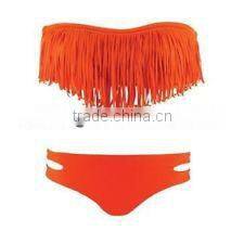 2014 romantic sexy women nude tassels open bikini beach wear