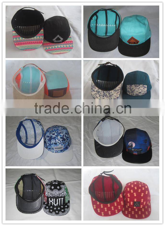 2014 hot kid cap/red pu leather brim cap/custom 5 panel camp cap /pattern cap / snapback cap/ OEM custom front logo patch cap