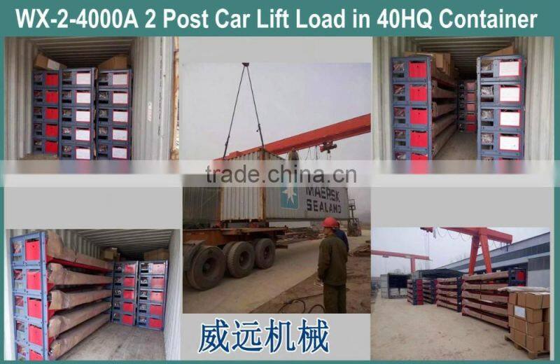 2 post car lift with manual lock release from single side WX-2-4000A 3.5T 4T 4.5T