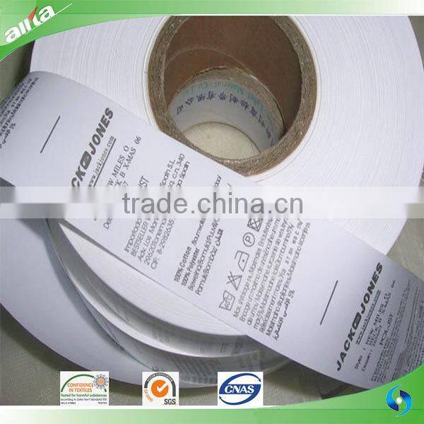 Printed garment wash care labels for t-shirts/swimwear