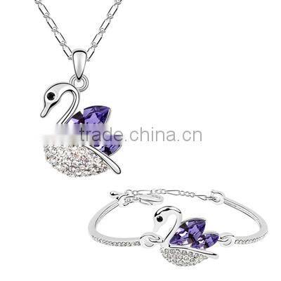 platinum wholesale crystal dream swan jewelry 18 carat gold jewelry sets