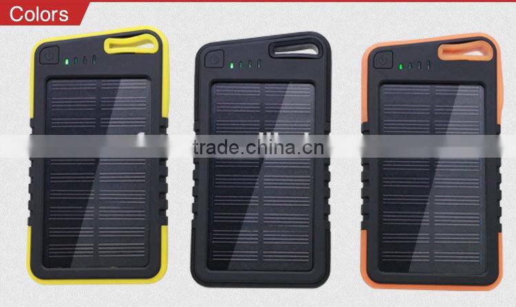 outdoor 5000mah waterproof polymer solar mobile power bank