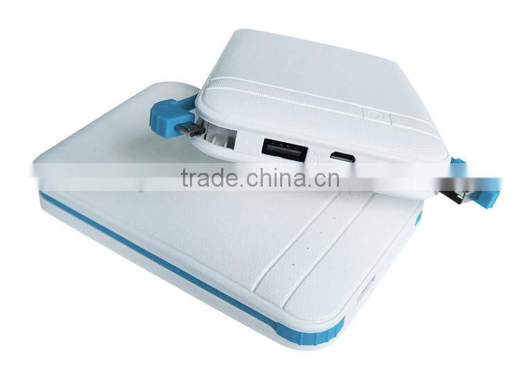 Dual USB cables power bank Portable Power Bank Emergency External Battery Recharge Standby Power