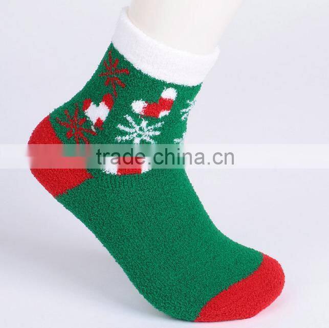 Colourful Pattern OEM Christmas Socks fluffy socks indoor microfiber fuzzy socks