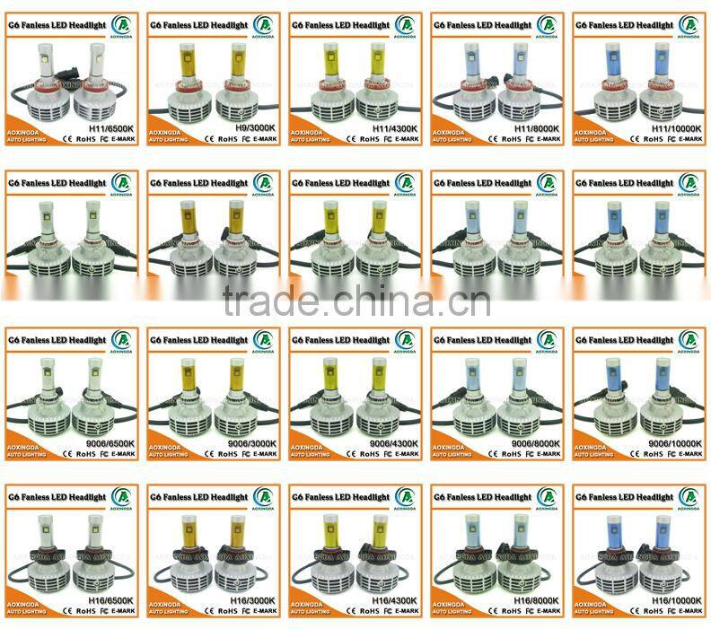G6 CANBUS LED headlight 9005 H10 fanless all in one design 6000LM 3000K 4300K 6500K 8000K 10000K