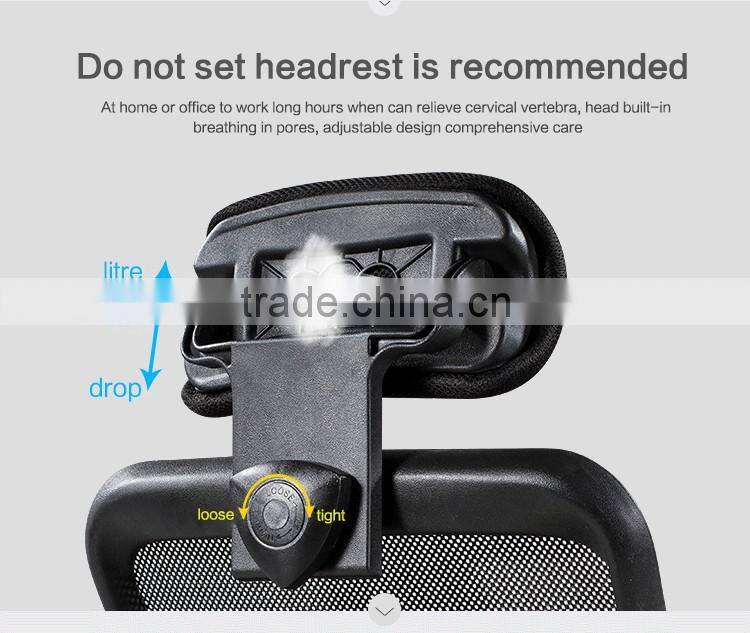 Hot sale Black Ergonomic Mesh office chair with adjustable headrest J18