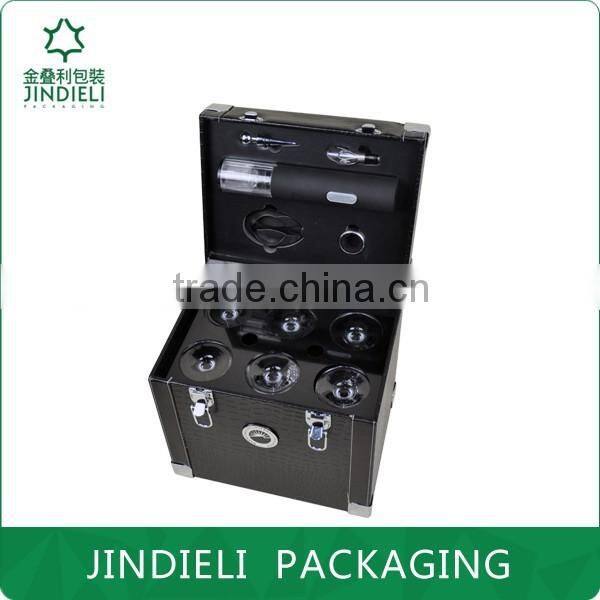 black high-end wine wooden box with accessories