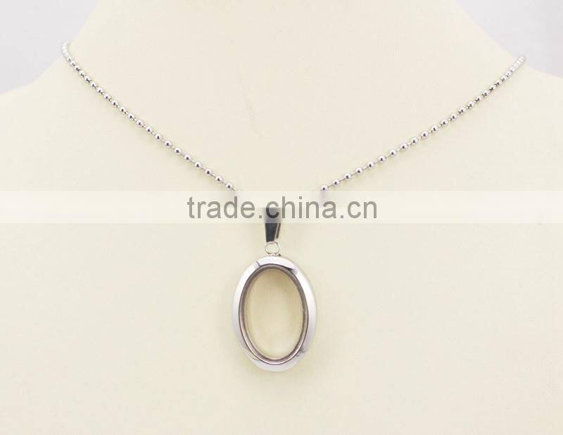 Top quality steel photo frame locket pendant oval photo frame pendant for women