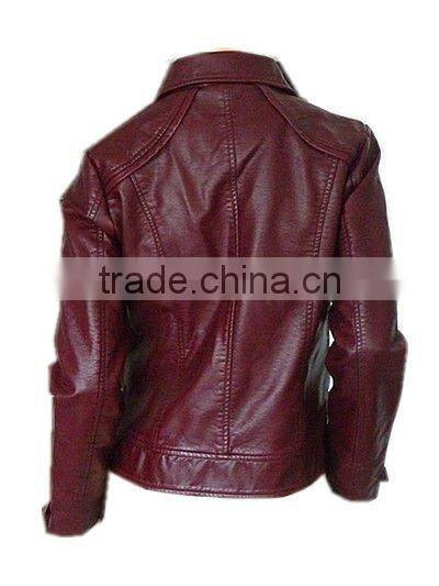 Special washed ladies short pu jacket,wash fade