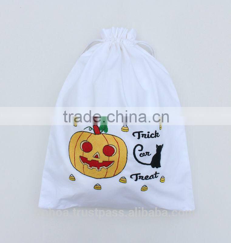 Embroidery Halloween drawstring bags, laundry bag