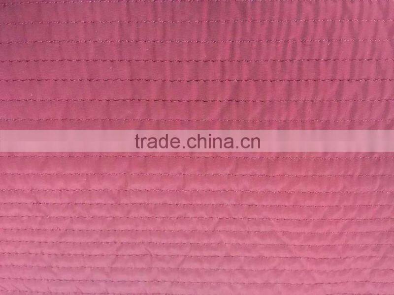 Fashion polyester stripe embroidered thermal padded fabric with quilting for down coats/jacket