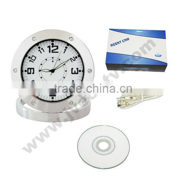 JVE-3311B Desk Steel Pointer Clock Camera Motion Detect Video Recorder for home security&protection