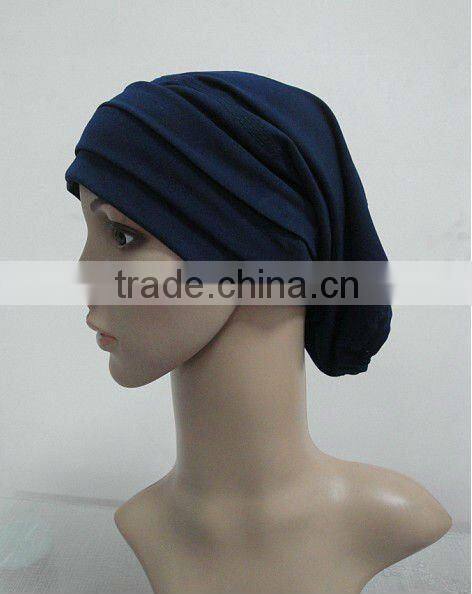 C003 plain tube underscarf with pleat,cotton underscarf and hats