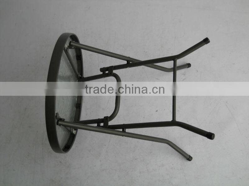 Folding Camping Glass Table With Steel Tube For Picnic