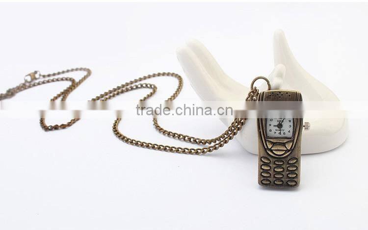 antique bronze color plated twist oval chain nickel lead & cadmium free Zinc Alloy Fashion Watch Necklace Pocket Watch