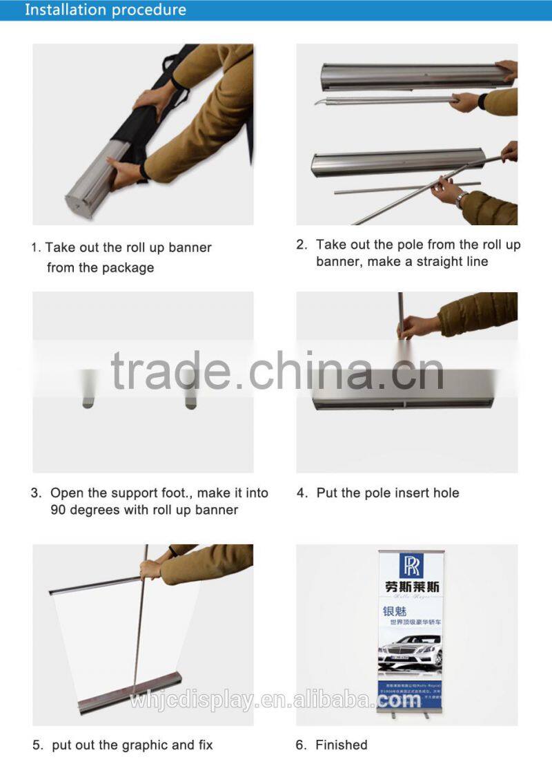 New Type Exhibition Roll up Banner Stand Retractable Aluminum Pole Stand