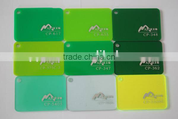 China supplier transparent cast green acrylic sheet