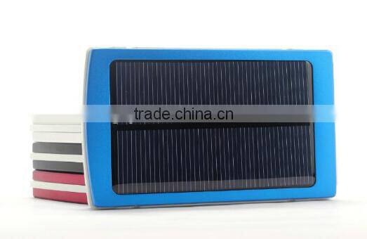 Hiqh capacity 10000mah solar charger for mobile phone with 2 usb Ports