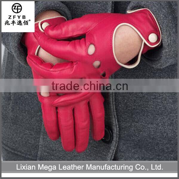 High quality Women'S Fitted Rose Leather Gloves