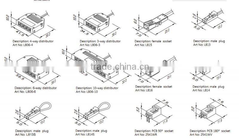 IP20 12V custom made ultra thin flexible led 2 pin female plug led connectors