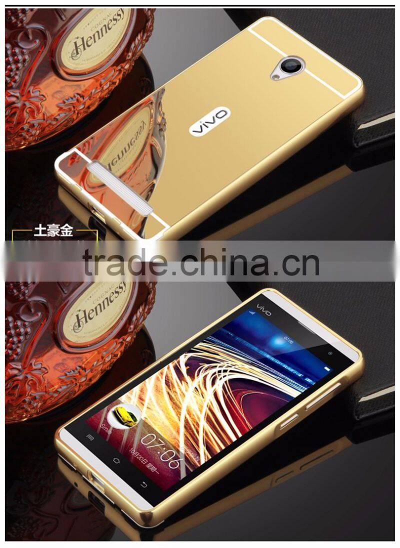 Samco Luxury Air Aluminum Metal Bumper Detachable + Mirror Hard Back Case, 2 in 1 Ultra Thin for Vivo Y28 Mobile Phone Cover