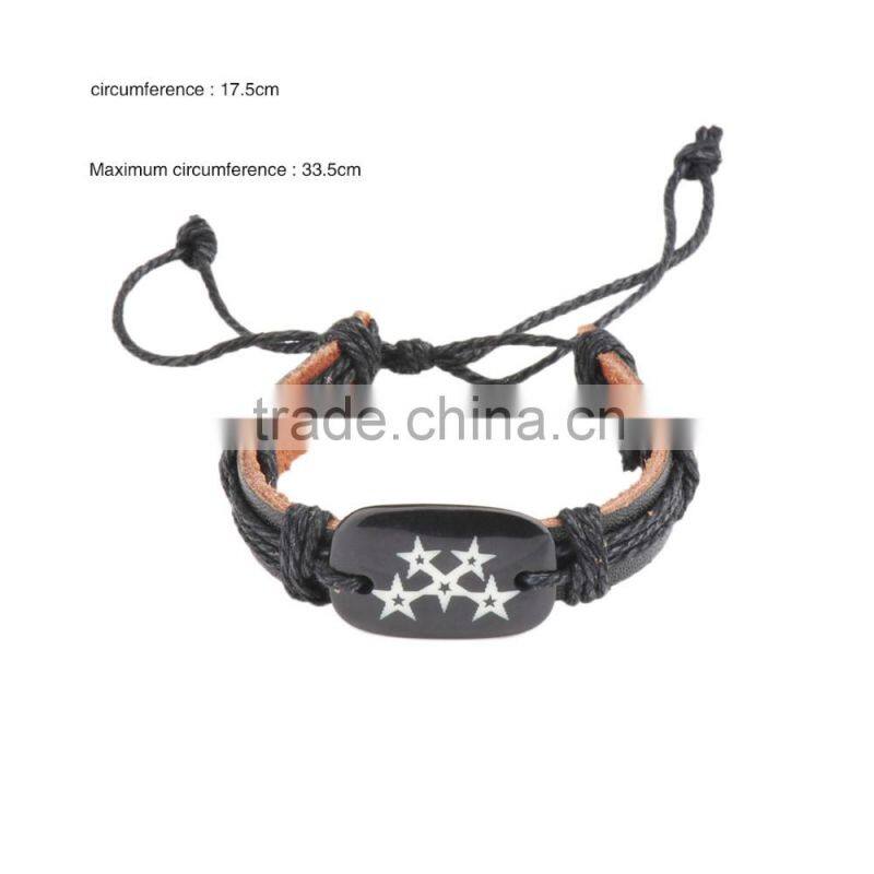 Genuine Leather Bracelet with Five-Pointed Star Painted Leather Accessory.