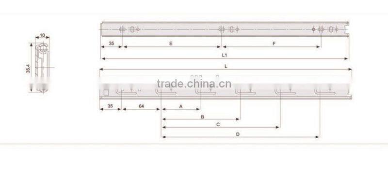 High quality drawer slide manufactory,35mm ball bearing drawer slide, roller forming machine of ball bearing slide