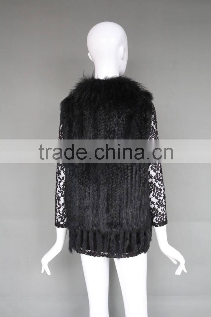 Natural Stylish Fashion Women's Knitted Genuine Rabbit Fur Vest