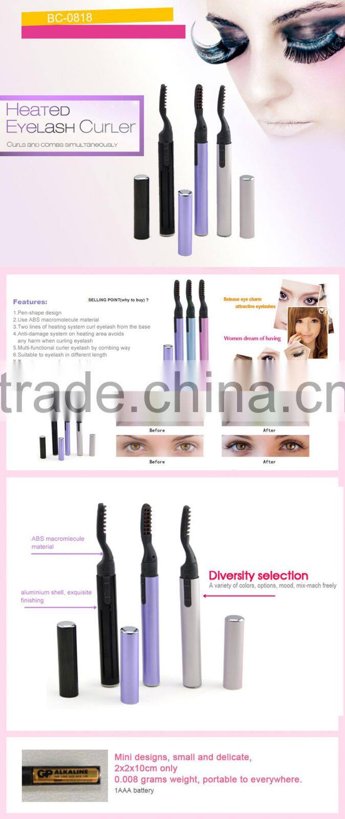 BC-0818 2015 New Fashion Magic Electric Heated Eyelash Curler