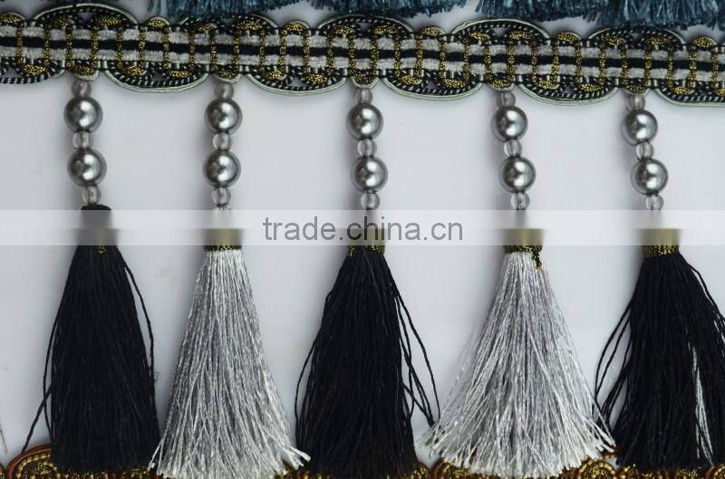 cheap curtain colorful tassel fringe trim,stock fringe curtain tassel