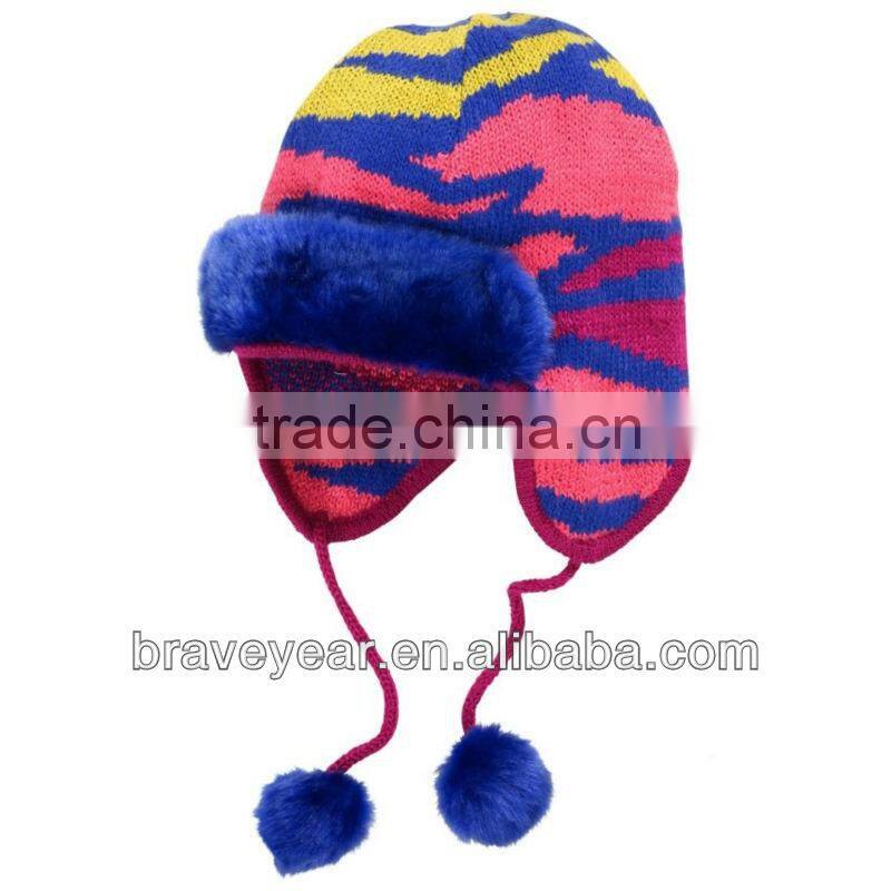 kids woolen knitted hat with earmuff