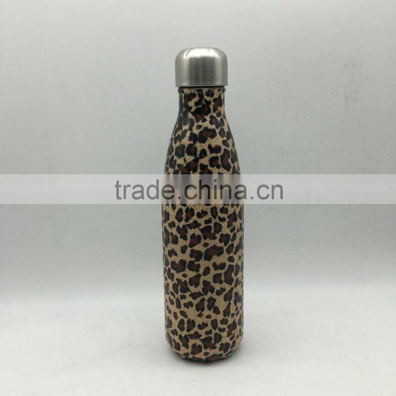 750ml Stainless steel bottle insulated bottle/ vacuum water drinking bottle leopard air transfer