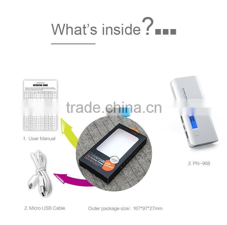 PINENG PN-968 High Quality Dual USB Portable Power Bank With Flashlight