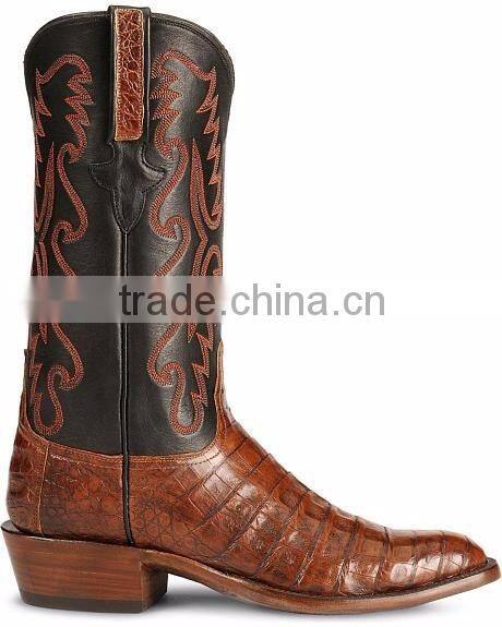 black brown cowgirl&cowboy genuine leather western caiman ultra belly boots wholesale