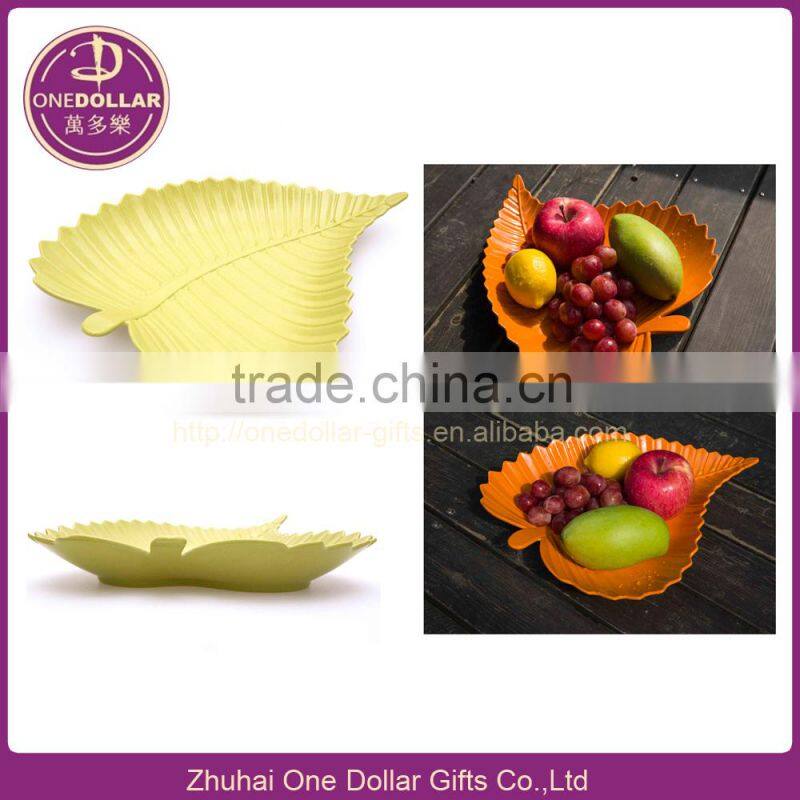 Fruit dish, fruit bowl, rustic fruit dish, solid Bamboo leaf shape bowl