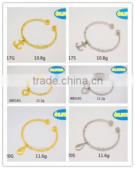 Olivia Fashion 304 stainless steel charm bracelet bangle, new stainless steel bangle bracelet
