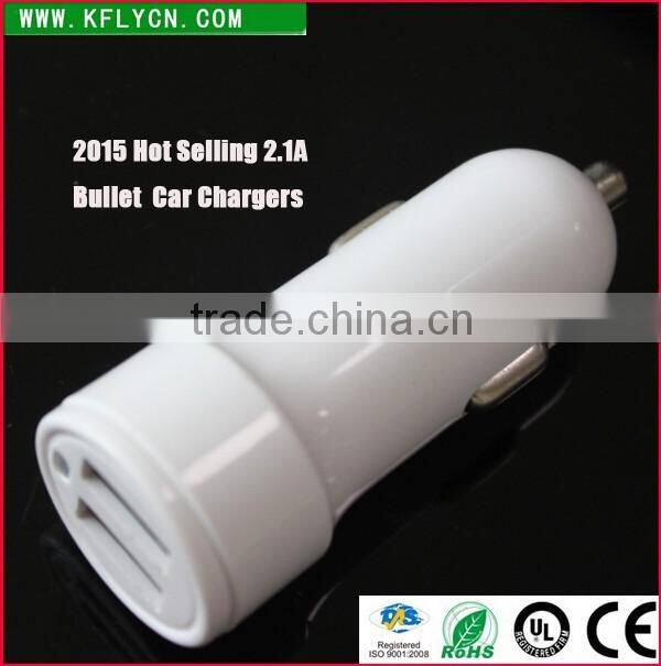 ABS Fireproof 5V 2.1A Dual USB Car Charger Approved CE,RoHS,FCC Certification
