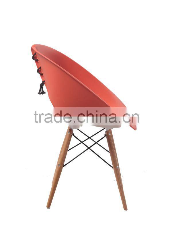 Molded Color Plastic Chair with Wood Eiffel Legs Plastic Chair HC-N018