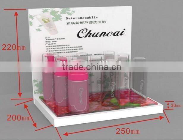 L shape acrylic cosmetics display case stand/holder