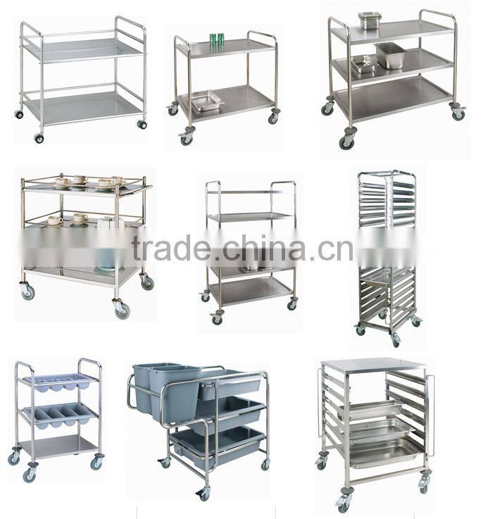 Stainless Steel Restaurant Serving Trolley with wheel