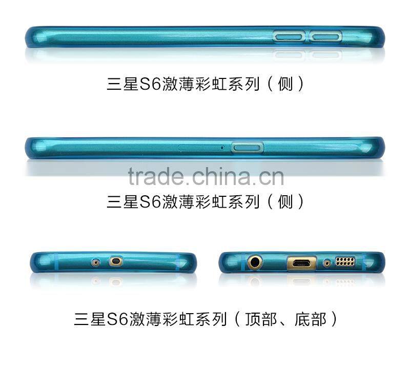 Hot transparent black 0.8MM thin PC+TPU phone cases for S6