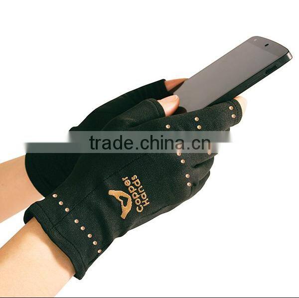 2016 best selling heated fingerless Compression Arthritis Gloves copper gloves
