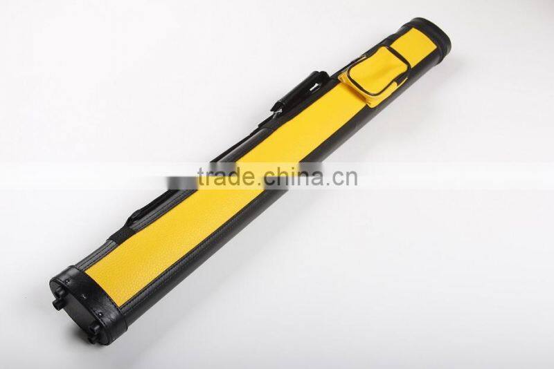 Modern design 1/2 leather cue bag .1/2 hard tube pool cue stick case. 1B2S one butt two shafts.