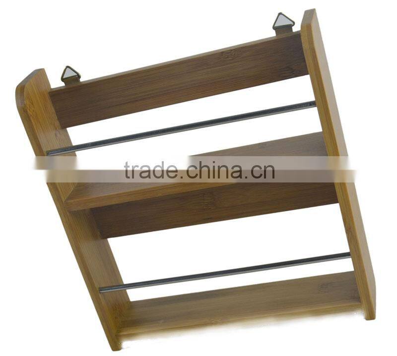 DT009/Decorative Kitchen Bamboo 2-Tier Spice Utensil Rack Wall Hanging Rack